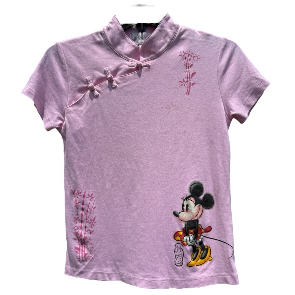 Disneyland Hong Kong Minnie Mouse Kids shirt- Pink, Size Medium